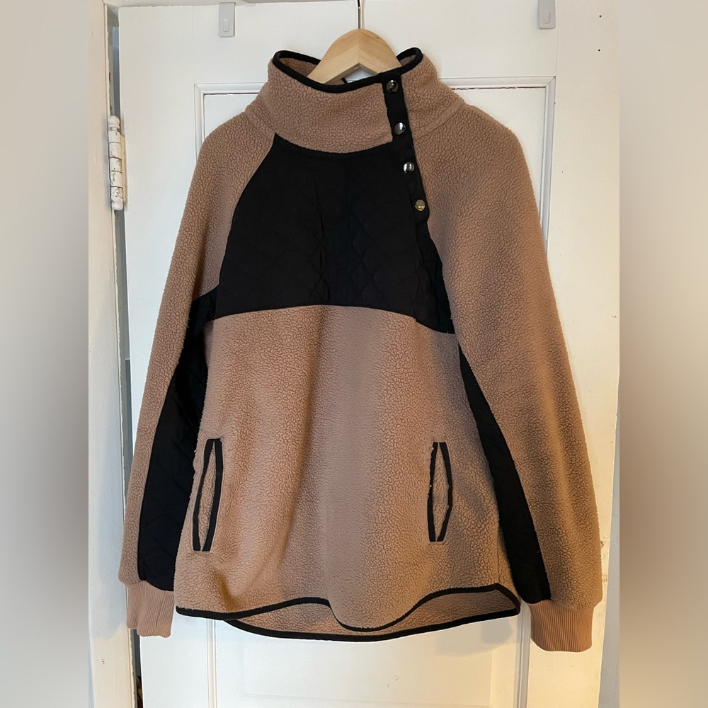 Abercrombie and Fitch asymmetrical snap up fleece pullover.
